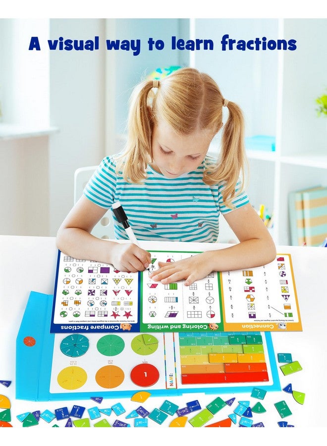 D-FantiX Magnetic Fraction Educational Puzzle, Magnetic Fraction Tiles & Fraction Circles Set, Math Manipulatives For Elementary School, Montessori Fraction Manipulatives Learning Resources For Kids - Image 2