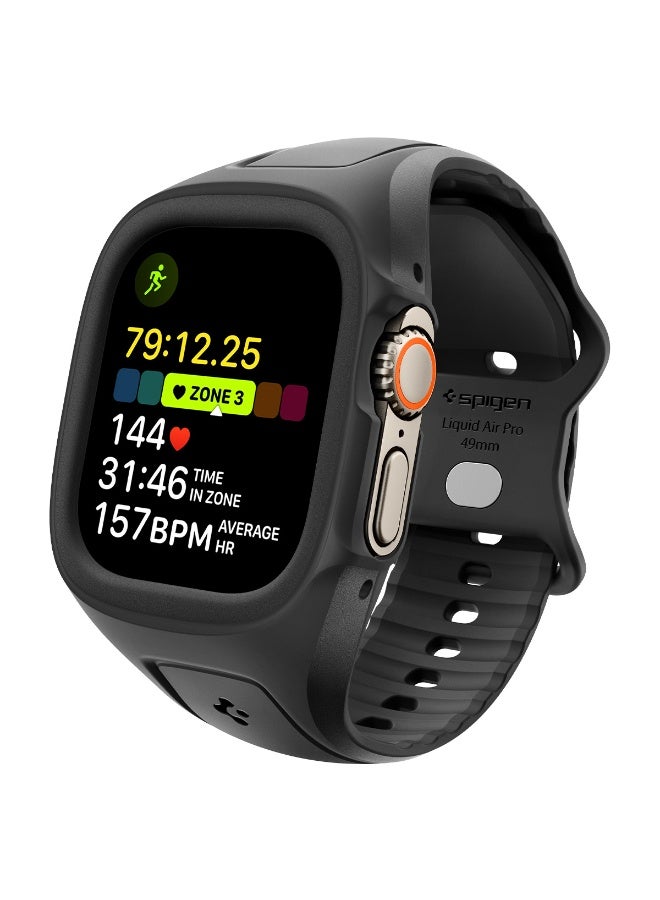 Spigen Liquid Air Pro for Apple Watch Ultra 3 /2/1 49mm Case with Band Sweat & Waterproof Protective Sport Cover with Strap for Men Women TPU - Black - Image 1