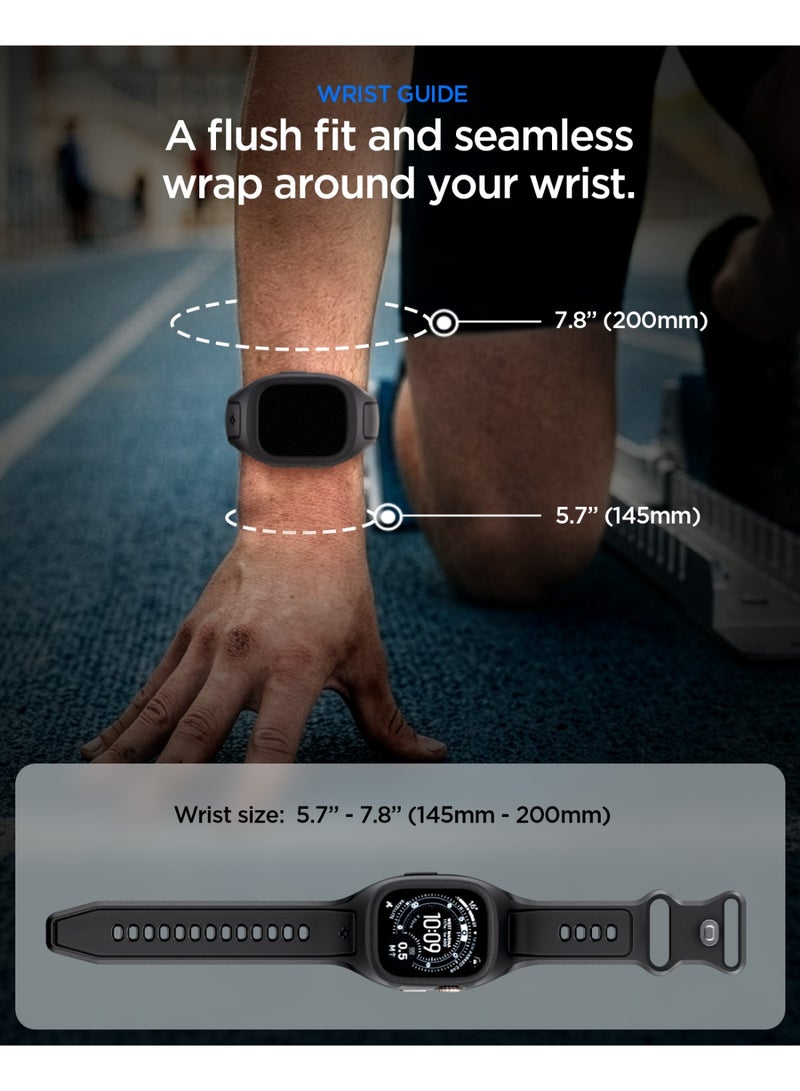 Spigen Liquid Air Pro for Apple Watch Ultra 3 /2/1 49mm Case with Band Sweat & Waterproof Protective Sport Cover with Strap for Men Women TPU - Black - Image 4