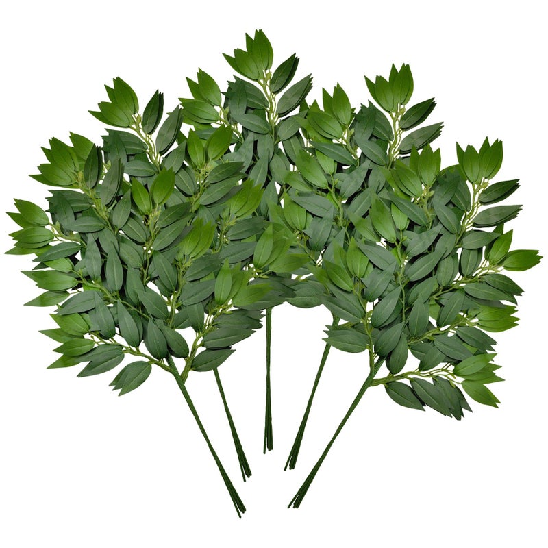 FUNORNAM 24Pcs Italian Ruscus Greenery Stems Artificial Silk Greenery Plants Spray for DIY Wedding Arch Bouquet Filler Table Centerpieces Home Decor - Image 1