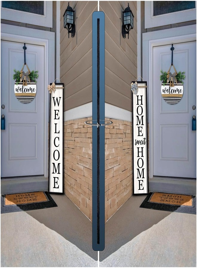 Surfapans Outdoor Welcome Sign for Front Porch Standing Large 2 Sided 45"X9" Wooden Frame Tall Vertical Leaner Long Home Sweet Home Front Door Sign for Rustic Outside Farmhouse Modern Decor (Black) - Image 3