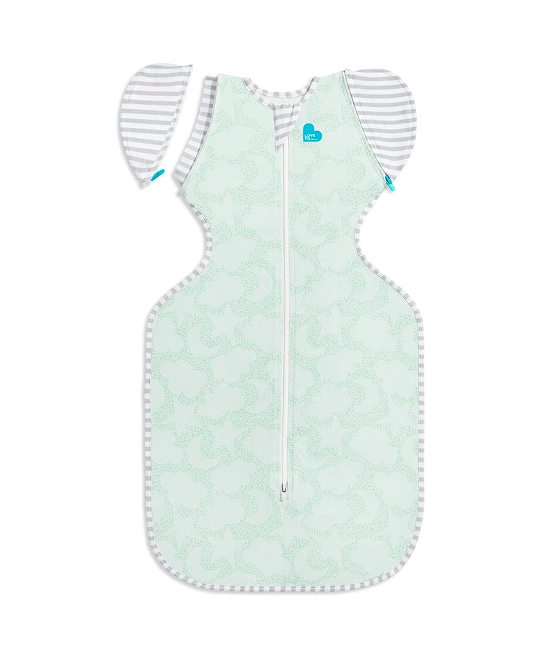Love to Dream Transition Bag Organic 1.0 TOG, Celestial Dot Mint, Large, 19-24 lbs., Patented Zip-Off Wings, Gently Help Baby Safely Transition from Being swaddled to arms Free Before Rolling Over - Image 1