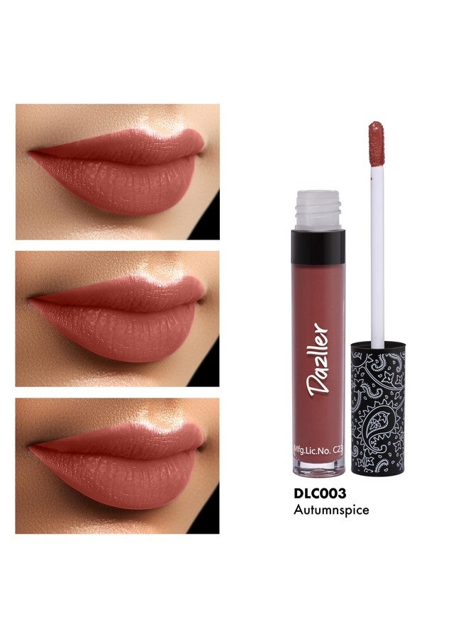 دازلير أحمر شفاه دازلر يدوم طوال اليوم | زبدة الكوكوم المرطبة | لا يسيل ولا يلطخ | يدوم لمدة 8 ساعات | أحمر شفاه سائل للنساء | DLC003 Autumnspice | 6 جم - Image 5