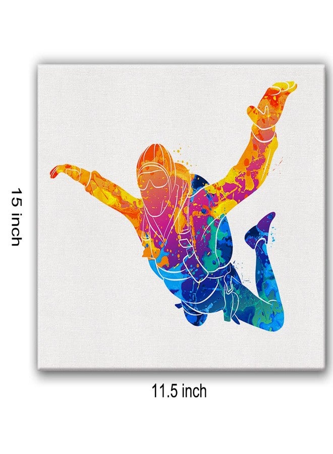 Nvhai Parachute Watercolor Wall Jump Hanging Skydiving Canvas Painting Prints for Home Office Wall Decor Framed Sports Artwork Gifts(12x15) - Image 2