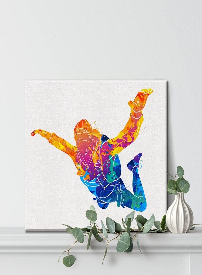 Nvhai Parachute Watercolor Wall Jump Hanging Skydiving Canvas Painting Prints for Home Office Wall Decor Framed Sports Artwork Gifts(12x15) - Image 5