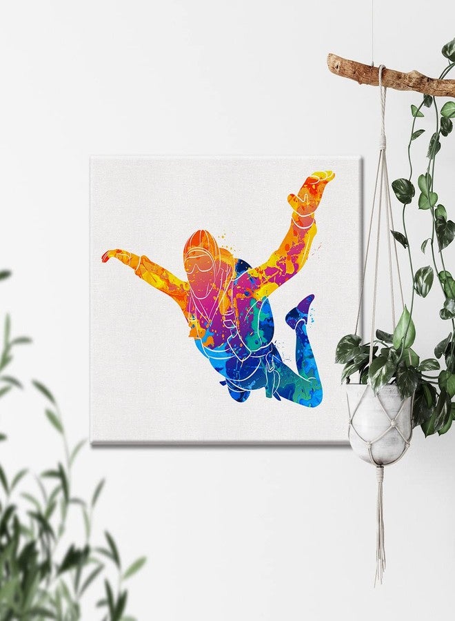 Nvhai Parachute Watercolor Wall Jump Hanging Skydiving Canvas Painting Prints for Home Office Wall Decor Framed Sports Artwork Gifts(12x15) - Image 4