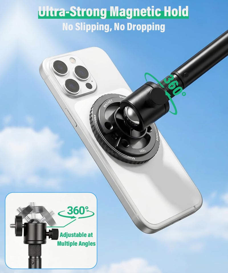BMZX Golf Tripod Monopod, 47" Selfie Stick for Golf Swing Training & Recording | with Spike, Tripod, Magnetic Phone Holder, 1/4"-20 Screw, Carry Bag | Compatible with iPhones, Android & Cameras - Image 4