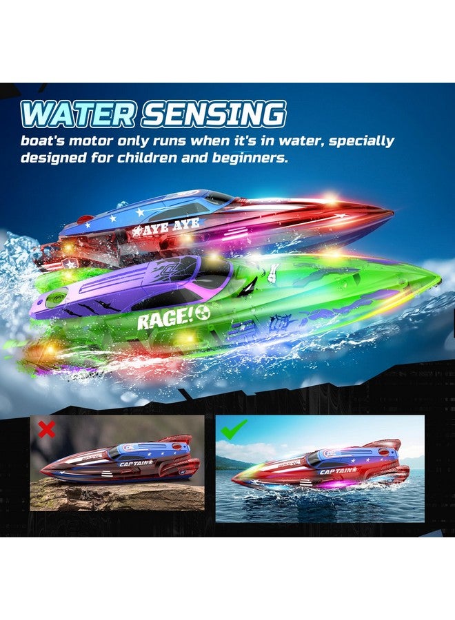 DEERC 2 Pack 13 inch Remote Control Boat for Kids, 4 Batteries, 2.4Ghz RC Racing Boat with LED Lights for Pools and Lakes, Summer Water Toy Gift for Boys 8-12 - Image 5