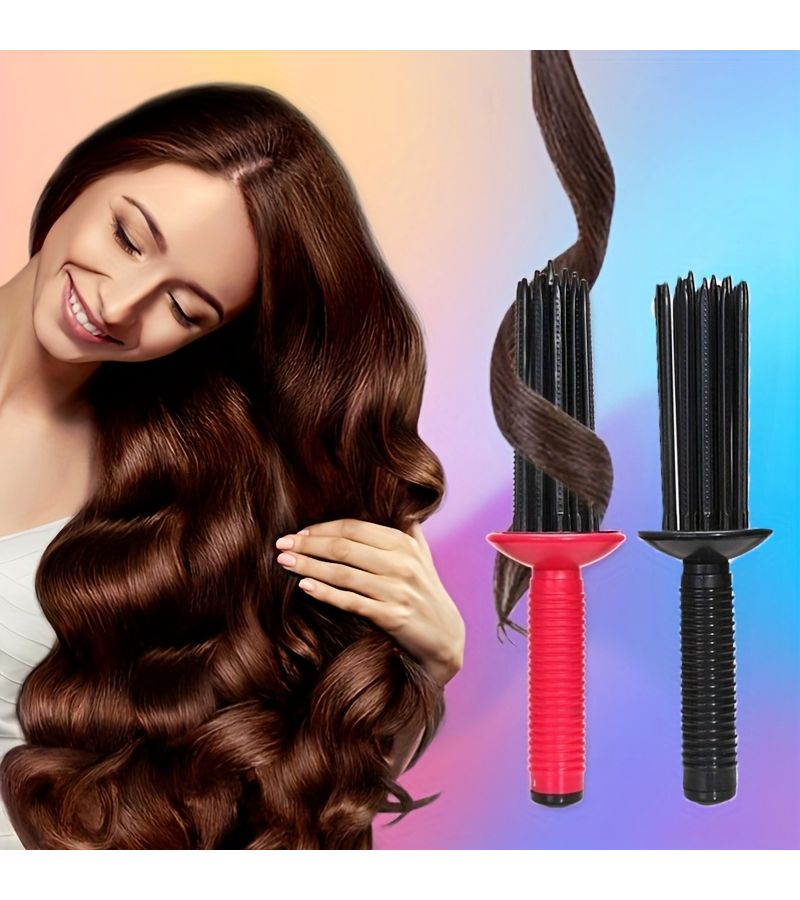 Black Handle Air Feeling Comb Hair Curling Machine For Fluffiness Volumizer - Image 1