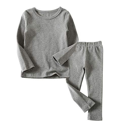 JWWN Toddler Boys Girls Thermal Underwear Long Sleeve T-shirt Leggings 2Pcs Kids Winter Base Layer Set, (Gray,12Months) - Image 1