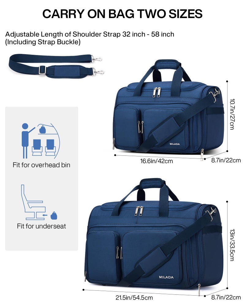 MILADA Underseat Carry On Luggage Bags for Travel Lightweight Foldable Carry On Bags for Airplanes Small Duffle Bag for Men Women TSA Approved Underseat Bag Travel Tote Bags, Blue - Image 2