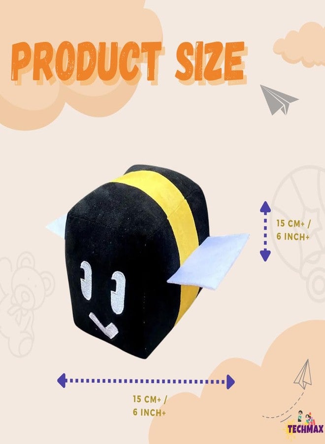 TechMax Solution لعبة نحلة سوداء مربعة الشكل لطيفة من TechMax Solution، لعبة قطيفة ناعمة. - Image 2