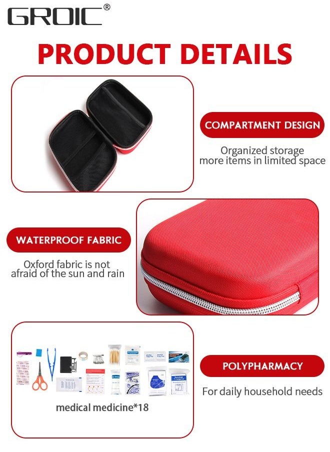 GROIC - 79PCS Personal First Aid Kit, Surviveware Survival First Aid Kit for Car Emergency Supplies Mini Compact Bag for Backpack, Basic Camping Essentials Survival Kit for Hiking Travel with Scissors - Image 1