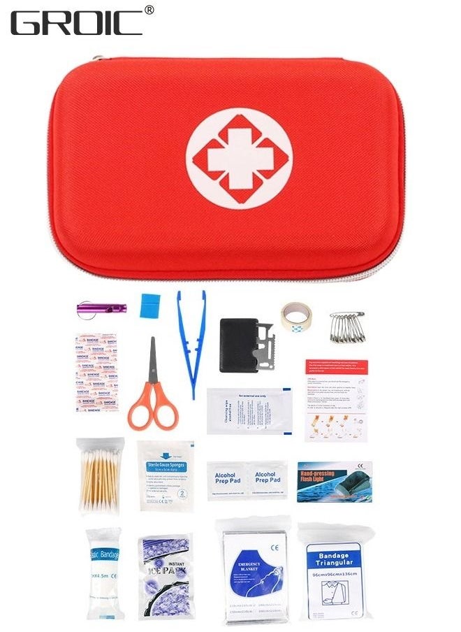 GROIC - 79PCS Personal First Aid Kit, Surviveware Survival First Aid Kit for Car Emergency Supplies Mini Compact Bag for Backpack, Basic Camping Essentials Survival Kit for Hiking Travel with Scissors - Image 1