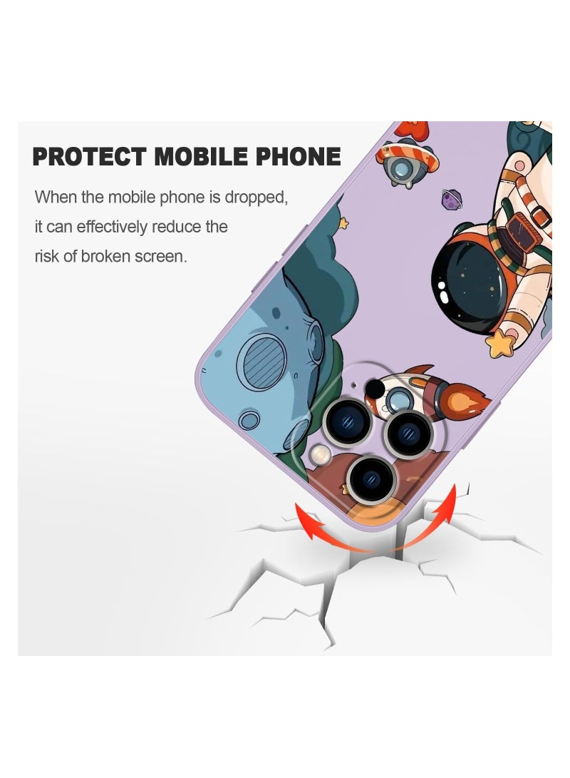 غطاء هاتف iPhone 12 Pro Max بتصميم زهرة فراشة فضائي لطيف، مع بطانة ناعمة من الألياف الدقيقة ومصنوع من السيليكون السائل النحيف، متوفر باللون البنفسجي الفاتح. - Image 5