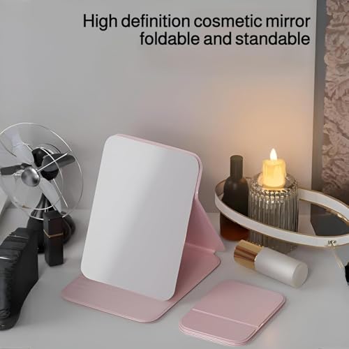ONICORN Portable Makeup Mirror with Foldable Stand | Adjustable Vanity Mirror for Travel, Desk & Home | Compact Lightweight Design for Skincare, Grooming & Daily Use – Pink - Image 4