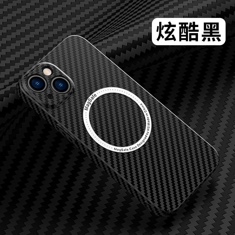 Apple 16 Carbon Fiber Print Mobile Phone Case Magnetic Charging Suitable for iPhone15proMax Drop-resistant PC Protective Case 12 - Image 1