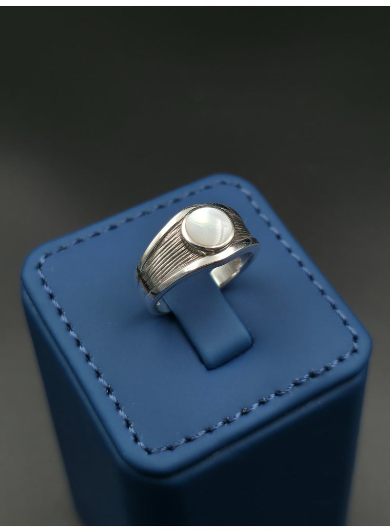 Kanira Premium 925 Sterling Silver Wavy Leaf Ring with Pearl | Minimalist Marquise Vine Band for Women | KANIRA | Size 7 - Image 3