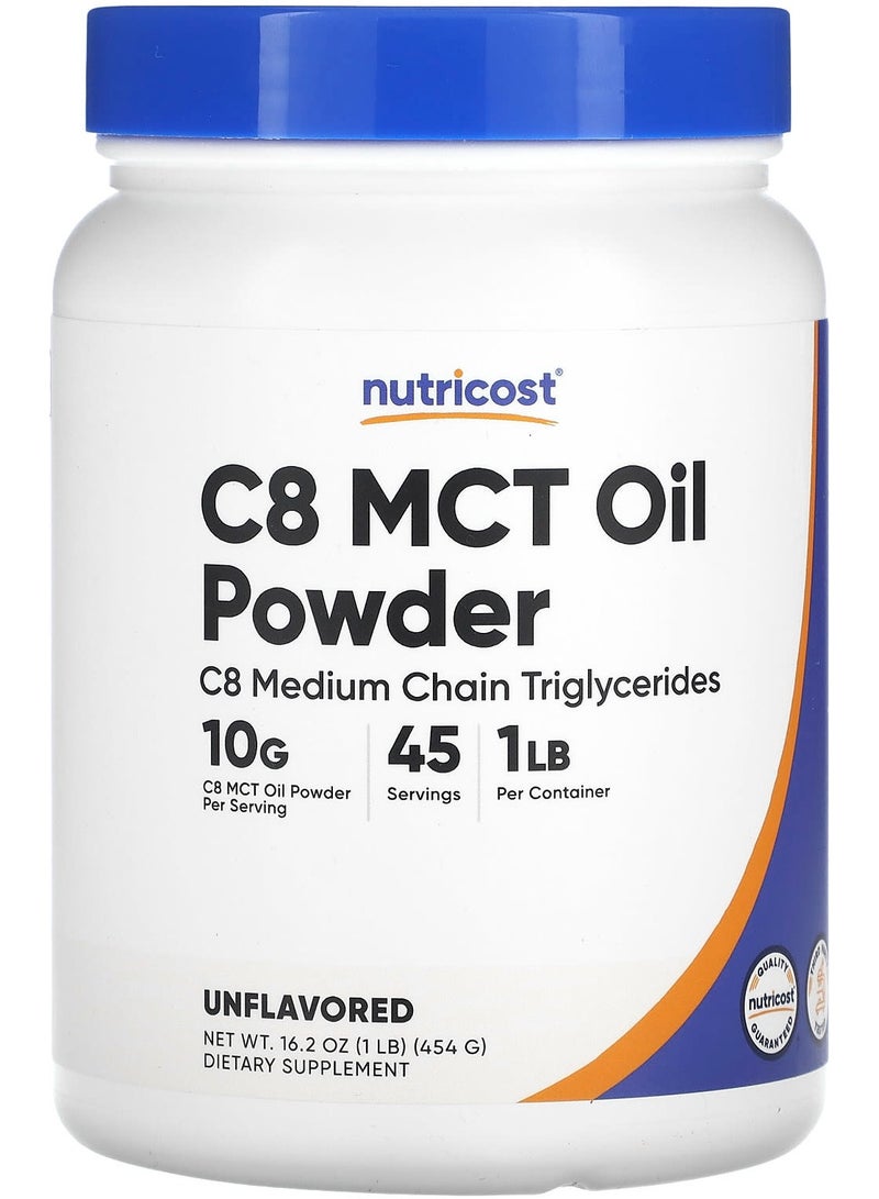 C8 MCT Oil Powder, Unflavored, 16.2 oz (454 g)