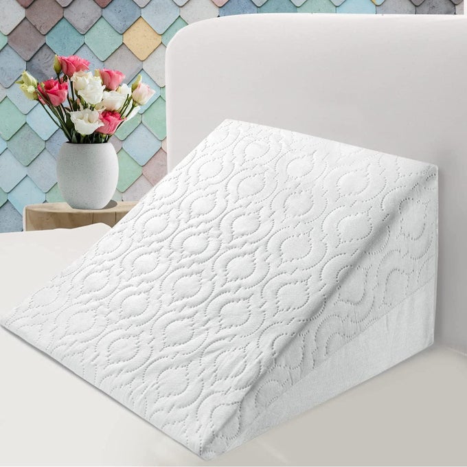 BED WEDGE PILLOW CUSHION INCLINE SUPPORT FOR ACID REFLUX BACK PAIN SNORING HEARTBURN ORTHOPEDIC REDUCES RESPIRATORY PROBLEMS REMOVABLE WASHABLE COVER FOAM