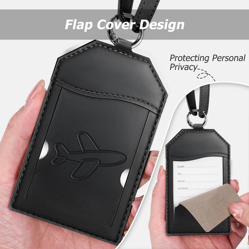 Mayski 3 Pack Luggage Tags, TSA Approved Suitcase Bag Tags with Name ID Card, Black Airplane - Image 2