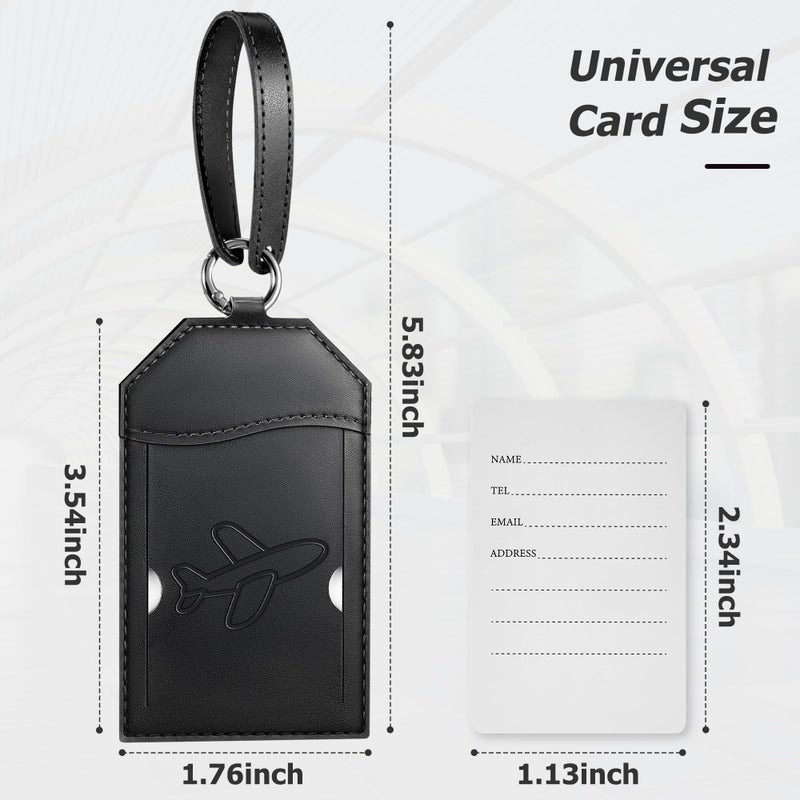 Mayski 3 Pack Luggage Tags, TSA Approved Suitcase Bag Tags with Name ID Card, Black Airplane - Image 3