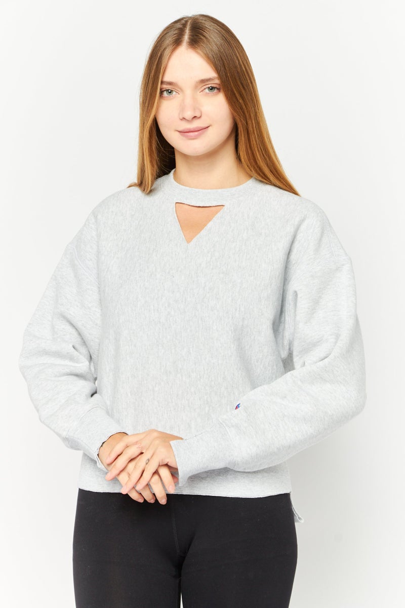 Champion Women Sportswear Fit Long Sleeve Outdoor Sweatshirts, Heather Grey  - Image 1