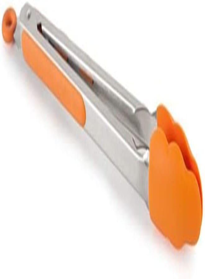 OR Silicone Kitchen Cooking Salad Serving BBQ Tongs Stainless Steel Handle Utensil Orange 
