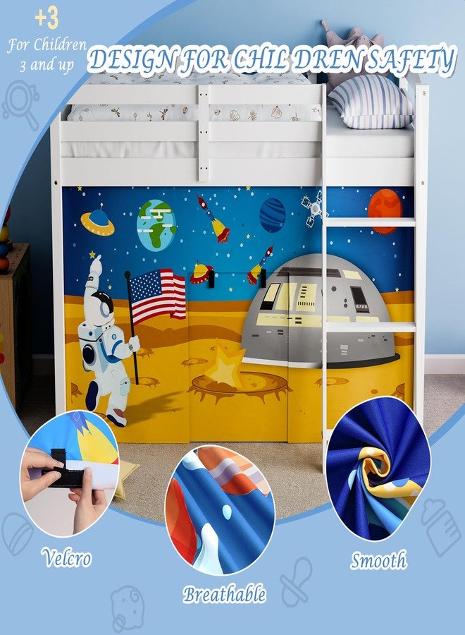 YRDKB Astronaut Bunk Bed Curtains - 45H Premium and Customizable Cartoon Loft Bed Curtains for Children to Enhance The Imaginative Creation Bedroom Curtains(3PCS,Full) - Image 4