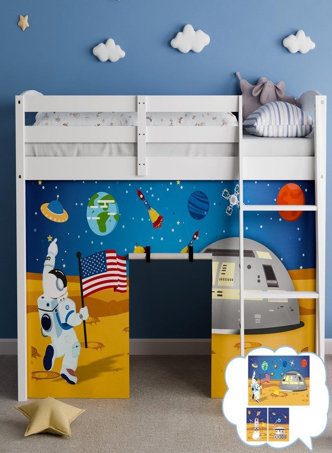 YRDKB Astronaut Bunk Bed Curtains - 45H Premium and Customizable Cartoon Loft Bed Curtains for Children to Enhance The Imaginative Creation Bedroom Curtains(3PCS,Full) - Image 1