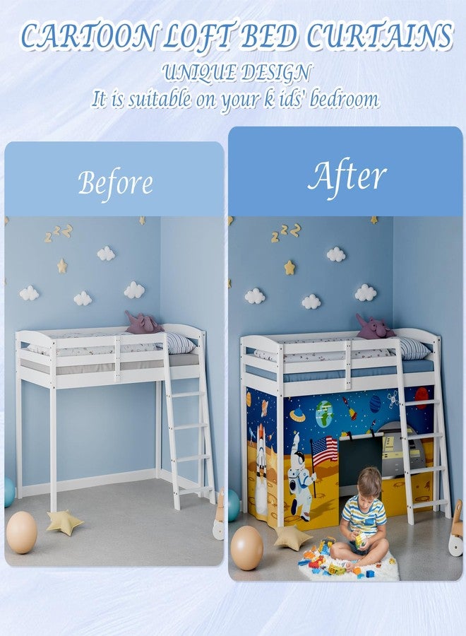 YRDKB Astronaut Bunk Bed Curtains - 45H Premium and Customizable Cartoon Loft Bed Curtains for Children to Enhance The Imaginative Creation Bedroom Curtains(3PCS,Full) - Image 3