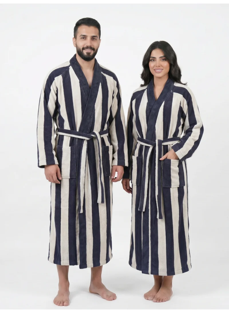 دوناتيلا روب حمام مخطط للرجال والنساء مقاس XL - 100% قطن | بياقة كيمونو، عالي الامتصاص، سريع الجفاف، رداء سبا ناعم مع حزام وجيوب - 380 GSM، للاستخدام اليومي