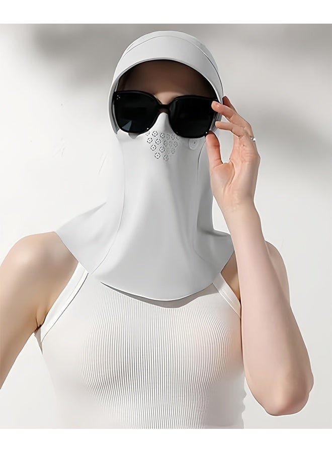 GNAFOTU Unisex Sunscreen Mask with Hat-Brim, Breathable Ice Silk Face Cover, UV Protection for Summer Outdoor Sport, Grey - Image 5