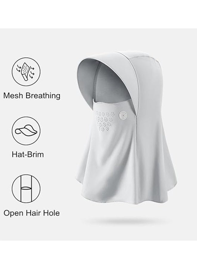 GNAFOTU Unisex Sunscreen Mask with Hat-Brim, Breathable Ice Silk Face Cover, UV Protection for Summer Outdoor Sport, Grey - Image 2