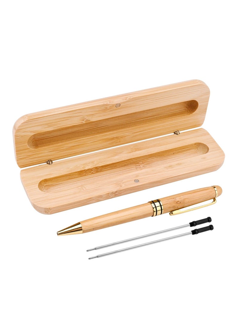 Y&D Wooden Ballpoint Pen Set, with Case Classic Writing 2 Replacement Refills, Handmade Business Signature Pen, Natural Craft, Gift for Graduation, Wedding  - Image 1