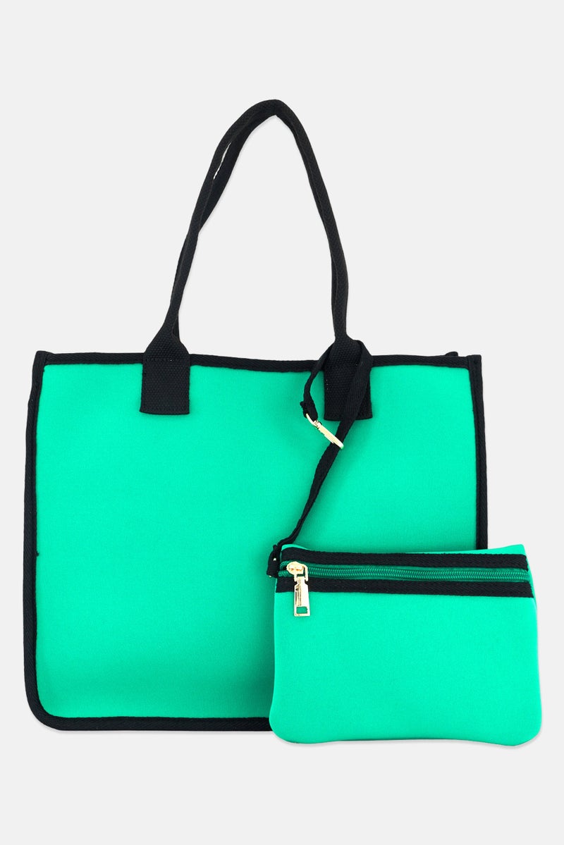 Urban Expressions Women Plain Tote Bag 31 H x 36 L x 14 W cm, Green - Image 1