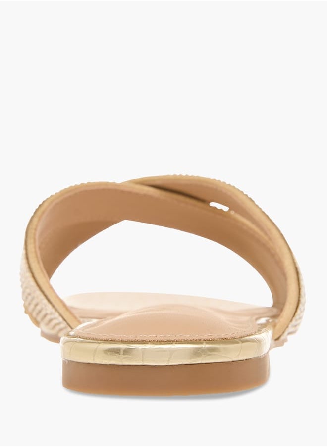 Flora Bella By Shoexpress Women Embellished Cross Strap Slip-On Flat Sandals  - Image 5