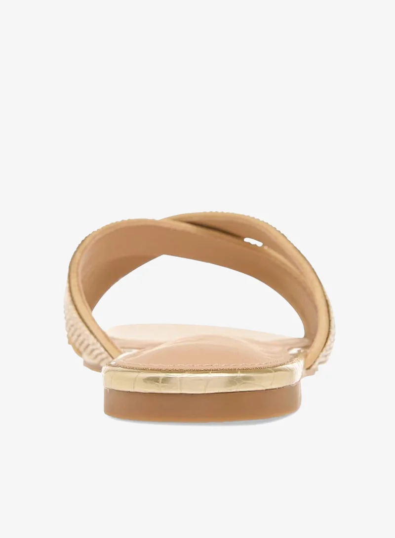Flora Bella By Shoexpress Women Embellished Cross Strap Slip-On Flat Sandals Ramadan Collection