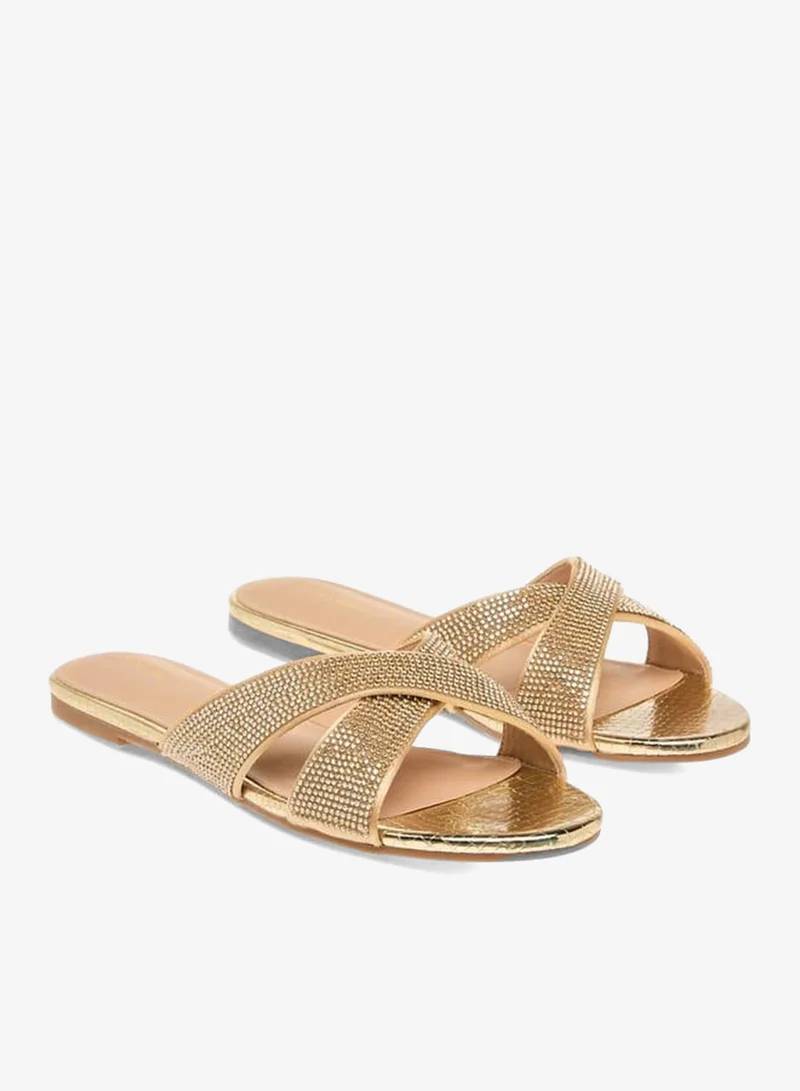 Flora Bella By Shoexpress Women Embellished Cross Strap Slip-On Flat Sandals Ramadan Collection
