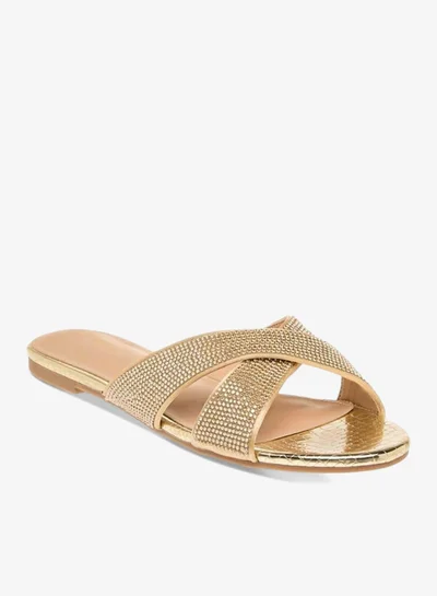 Flora Bella By Shoexpress Women Embellished Cross Strap Slip-On Flat Sandals Ramadan Collection
