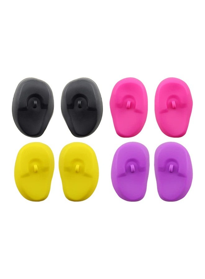 klarako 4 Pairs Silicone Ear Covers, Hair Dye Shield Ear Protectors, Reusable Ear Caps for Hair Salon Coloring Treatments and Home Shower Random Color - Image 1