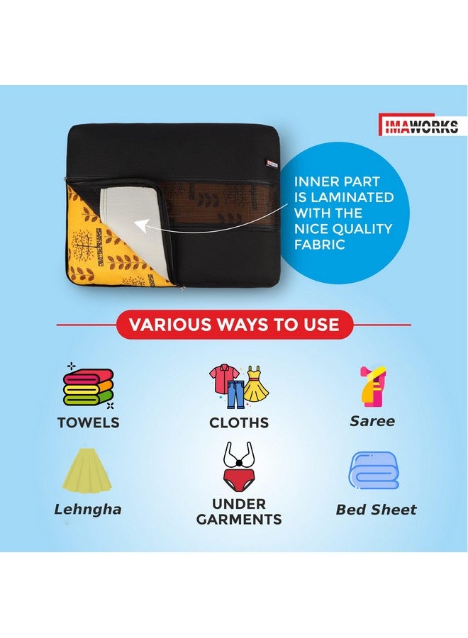 IMAWORKS Clothes Storage Box/Covers/Bags with Zip 4 Big (18 x 13 x 4.5 inch) as Wardrobe Organizer for Huge Silk Saree/Big Lehenga/Dresses/Shirts/Trousers/Gown/Quilts - Black - Image 4