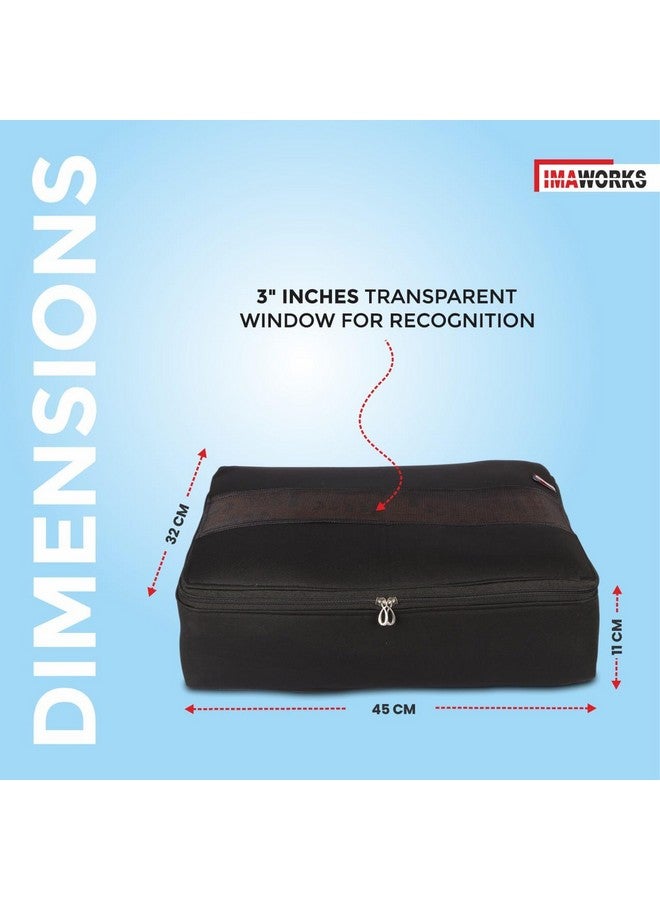 IMAWORKS Clothes Storage Box/Covers/Bags with Zip 4 Big (18 x 13 x 4.5 inch) as Wardrobe Organizer for Huge Silk Saree/Big Lehenga/Dresses/Shirts/Trousers/Gown/Quilts - Black - Image 3