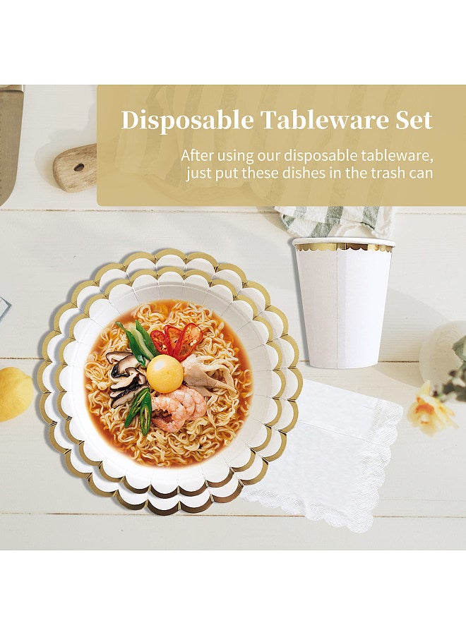 Disposable Tableware Set, for 8 Guests, Disposable Paper Dinnerware Plates Cups Napkins, for Birthday Camping Picnics Party  - Image 4