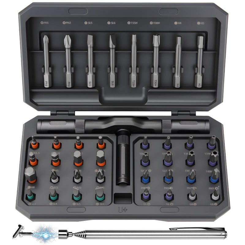 DISEN 43 in 1 Ratcheting Screwdriver Set with 58-Tooth Handle & Magnetic Pickup, 40 S2 Steel Bits Long/Short, Professional Repair Kit for Electronics, Computer, Furniture,Bike, Ideal Gift for Men - Image 1