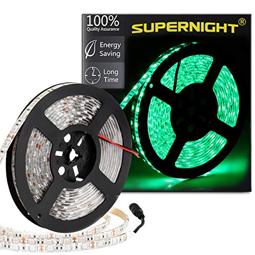 SUPERNIGHT Green LED Light Strip, 16.4ft Bright Green LED Tape Lights, 300 Units SMD 5050 LEDs, IP65 Waterproof Flexible Rope Lights for Room, Kitchen, Under Cabinet Lighting, Party - Image 3