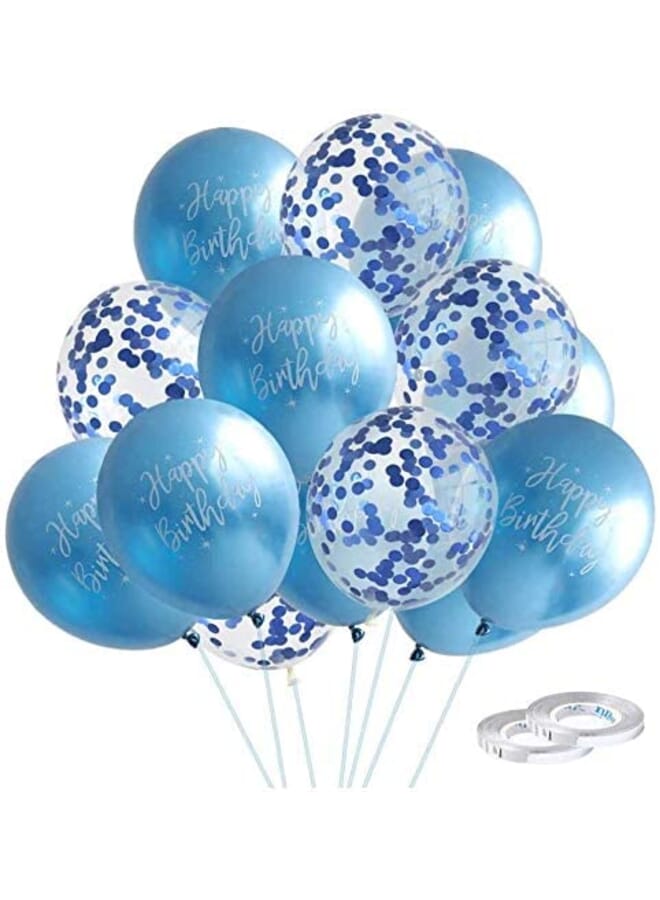 Party Time 5Pcs 12 Blue Premium Thicken Latex Shiny Chrome Balloon And 5Pcs 12 Blue Confetti Balloons For Birthday Wedding Prom Carnival Christmas Graduation Party Decoration - Image 1