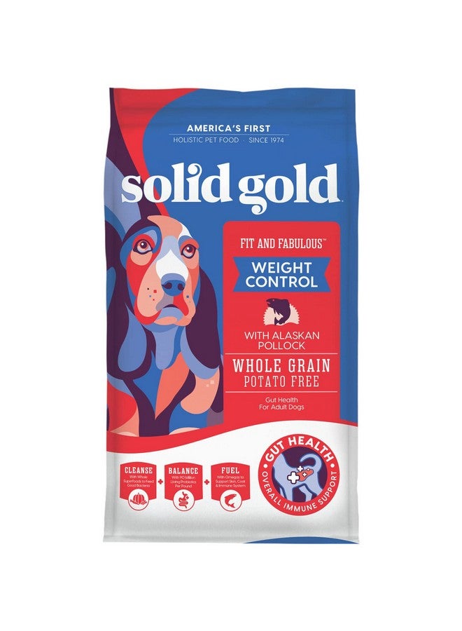 Solid Gold Dry Dog Food for Adult & Senior Dogs - Made with Real Pollock, Probioitcs, & Omega 3 Fish - Whole Grain Dry Dog Food for Weight Management & Better Digestion - 4 LB - Image 1