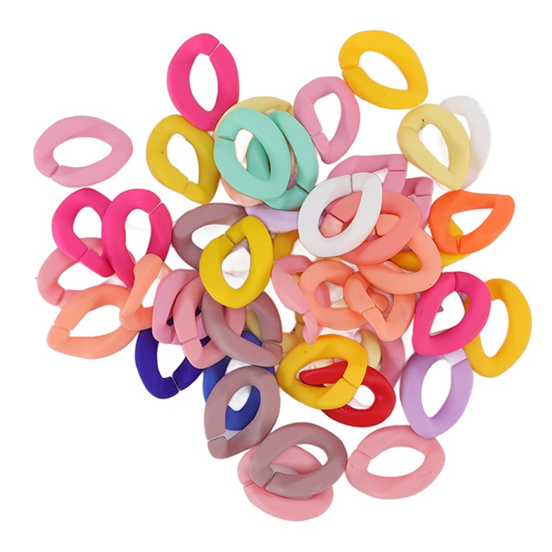 50 Pcs Chain Link Colorful Detachable Acrylic Open Chain Link DIY Jewelry Making Chain Buckle Decoration Solid Mixed Color - Image 2