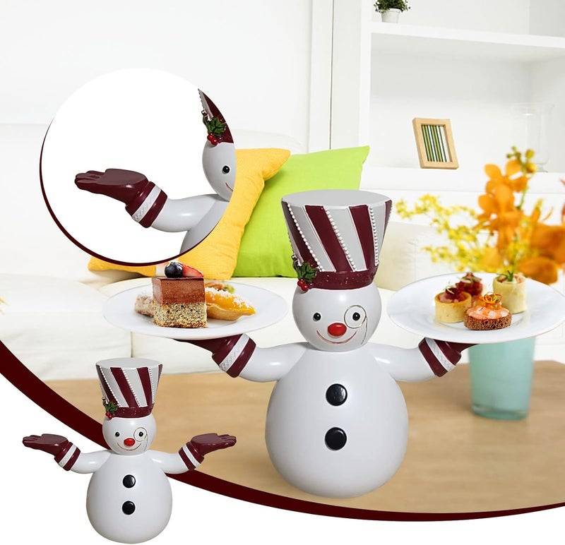 woobles Snowman Treats Holder, Santa Butler with Tray, Snowy Day Santa Holding Tray Christmas Decoration, Handpainted Resin Santa Treats Holder, Cute Snowman Santa Snacks Fruit Plate Decoration Resin Statue - Image 3